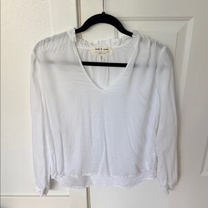 Anthropologie White V-Neck Blouse